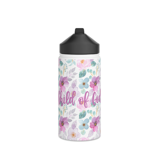 Floral Child of God Stainless Steel Water Bottle - Friends of the Faith