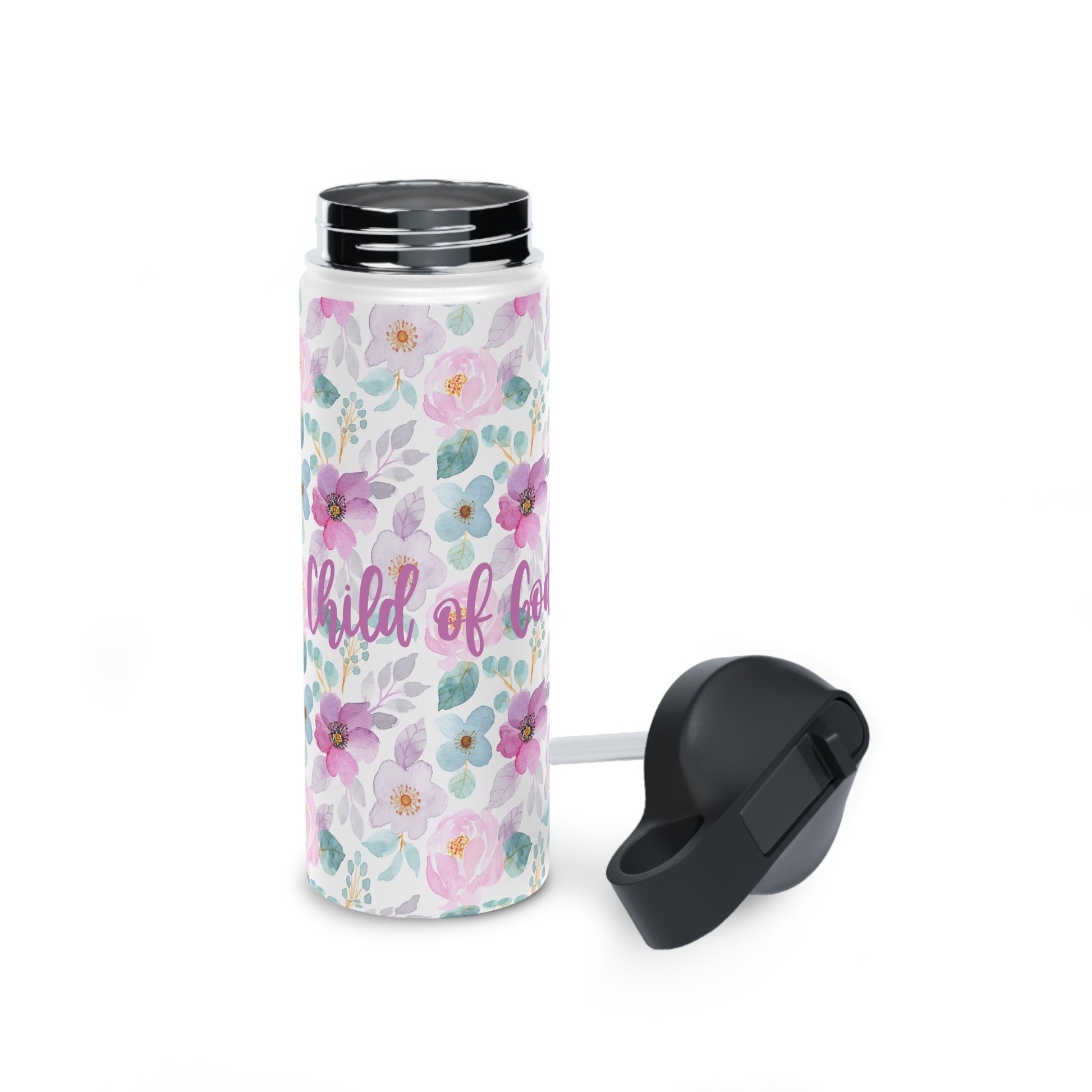 Floral Child of God Stainless Steel Water Bottle - Friends of the Faith